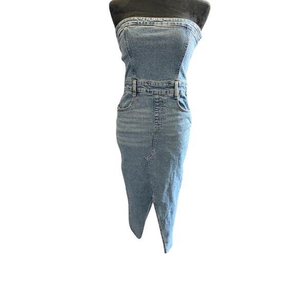 NWT GB Women's Blue Denim tube midi dress Size Small - Picture 2 of 13